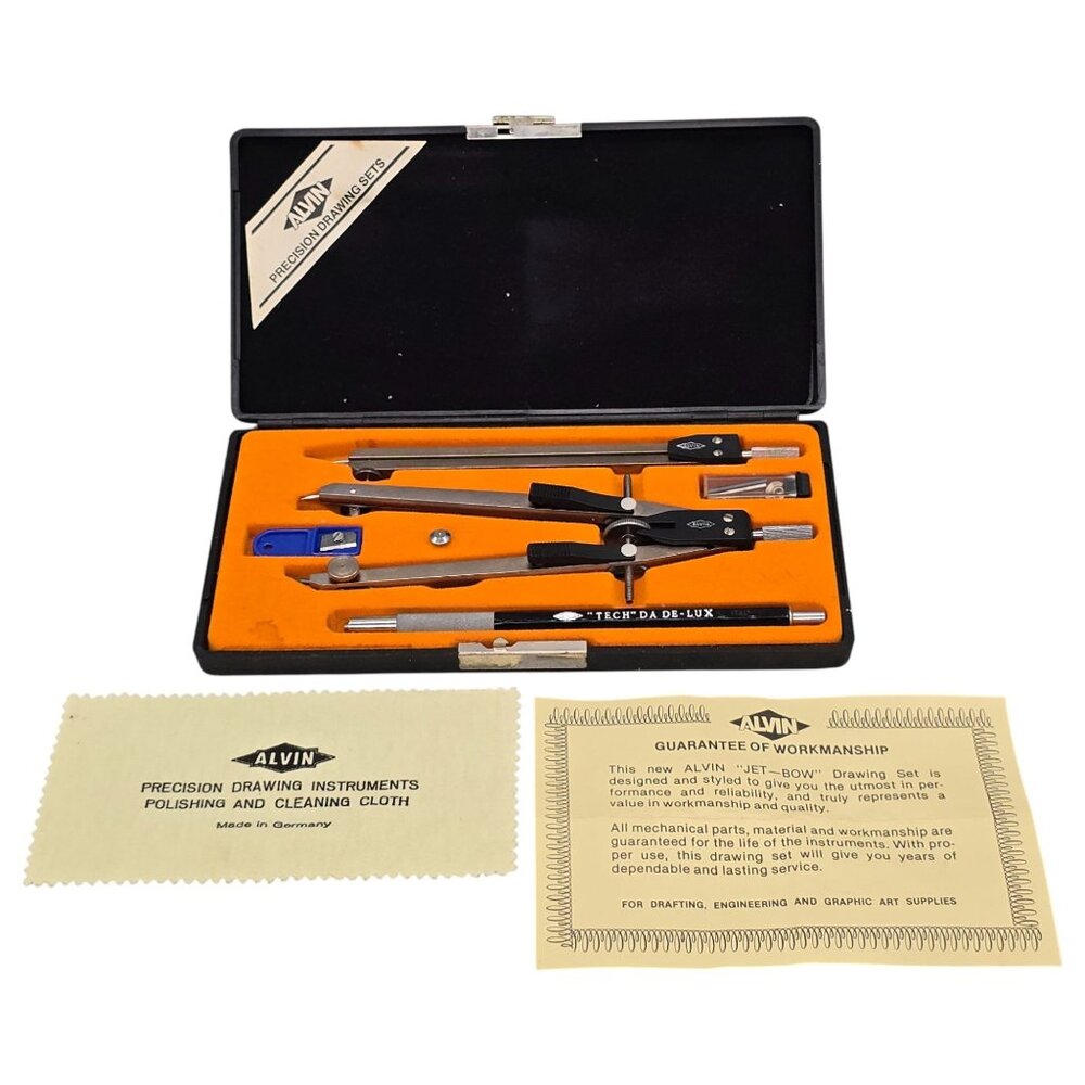 Vtg Alvin Professional Precision Drawing Instruments Set 525JS Made In Germany